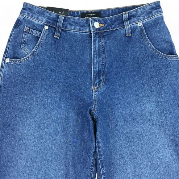 Banana Republic Barrel Jeans Womens sz 28 /6 Mid Rise Medium Wash Stretch NEW - Picture 2 of 16